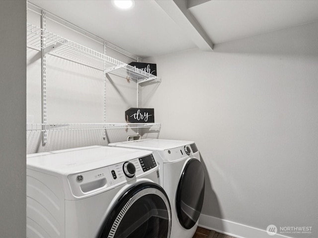 7315 294th St NE, Arlington, WA 98223 - laundry room with separate washer and dryer and baseboards