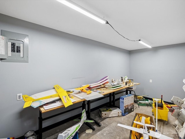 7315 294th St NE, Arlington, WA 98223 - home office with electric panel and concrete flooring