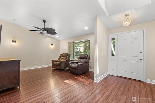 447 E Pointes Dr E, Shelton, WA 98584 - foyer featuring wood finished floors, baseboards, a chandelier, and recessed lighting