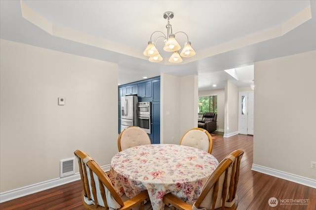 447 E Pointes Dr E, Shelton, WA 98584 - dining room with a chandelier, baseboards, dark wood-type flooring, and recessed lighting
