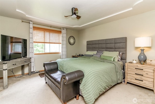 2634 59th Ave NW, Olympia, WA 98502 - bedroom with carpet flooring, a tray ceiling, and a ceiling fan