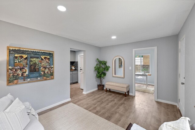 1140 Tacoma Ave, Port Orchard, WA 98366 - living room with light wood finished floors, baseboards, and recessed lighting