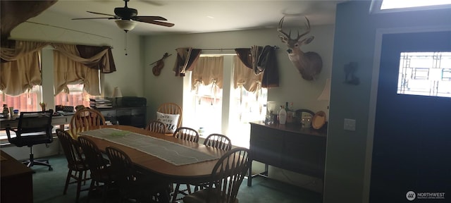 19425 Grant Rd NW, Soap Lake, WA 98851 - carpeted dining room with healthy amount of natural light and a ceiling fan