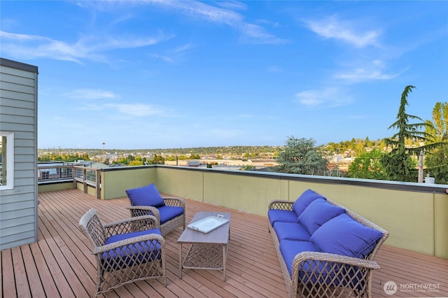 3427 22nd Ave W Unit A, Seattle, WA 98199 - wooden deck featuring an outdoor living space