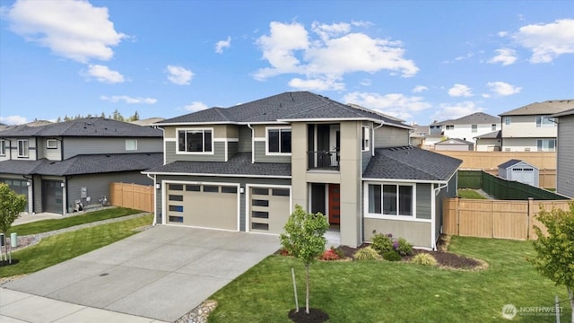 23145 65th St E, Buckley, WA 98321 - view of front facade with a garage, roof with shingles, driveway, and a residential view