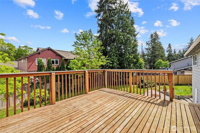 deck featuring a fenced backyard