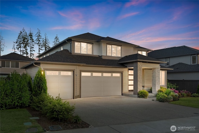 2553 Vardon Cir SW, Port Orchard, WA 98367 - view of front facade featuring driveway, an attached garage, fence, and a shingled roof