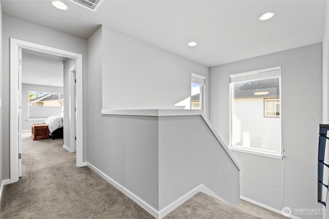 2553 Vardon Cir SW, Port Orchard, WA 98367 - corridor with carpet, baseboards, recessed lighting, and an upstairs landing