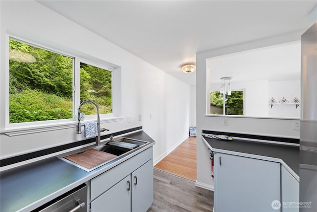 15396 Dewey Crest Ln, Anacortes, WA 98221 - kitchen featuring a sink, light wood-style flooring, and dishwasher