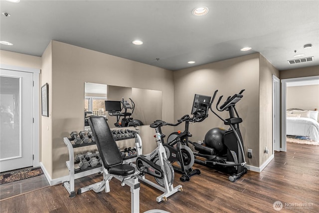 2336 Grand Ave, East Wenatchee, WA 98802 - exercise area with wood finished floors, baseboards, and recessed lighting