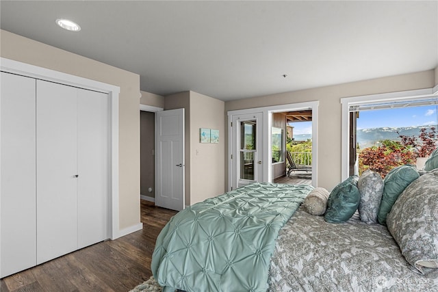 2336 Grand Ave, East Wenatchee, WA 98802 - bedroom featuring access to outside, wood finished floors, baseboards, and a closet