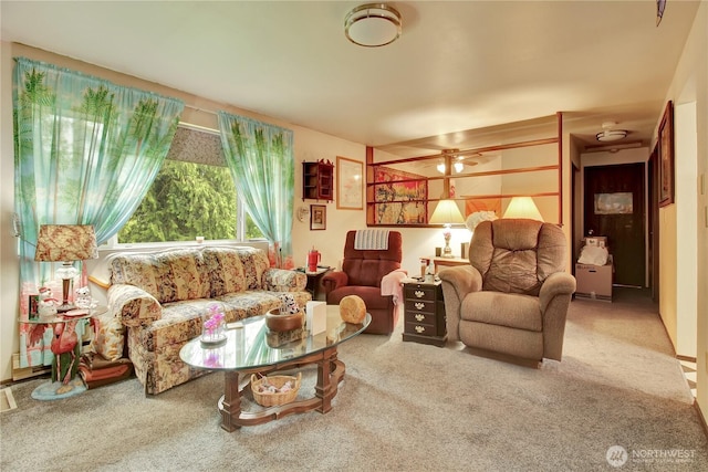 32030 83rd Dr NW, Stanwood, WA 98292 - living room featuring carpet flooring and a ceiling fan