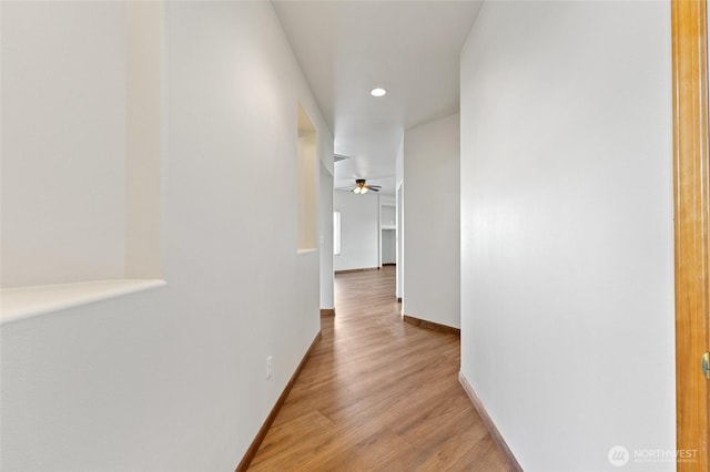 121 Scenic Dr NE, Moses Lake, WA 98837 - hallway featuring light wood-style flooring, baseboards, and recessed lighting