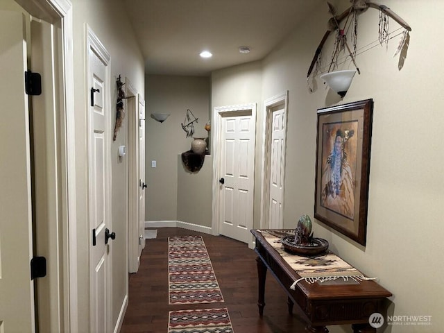 2702 N Levi St, Kennewick, WA 99338 - corridor featuring dark wood-style floors, recessed lighting, and baseboards