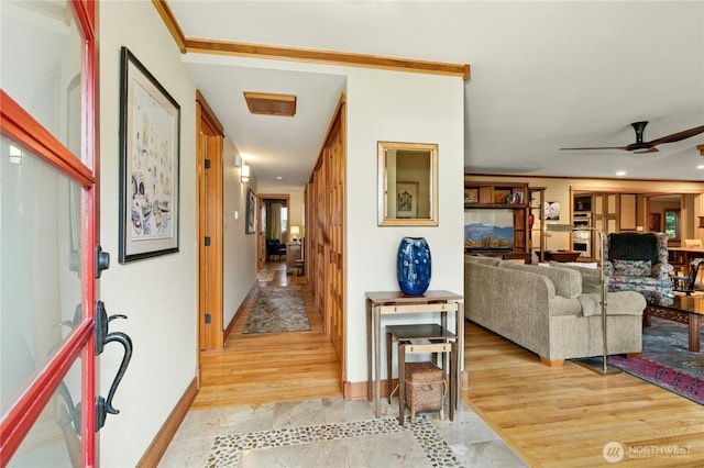12211 SE 65th Pl, Bellevue, WA 98006 - foyer with light wood-type flooring, ceiling fan, baseboards, and recessed lighting