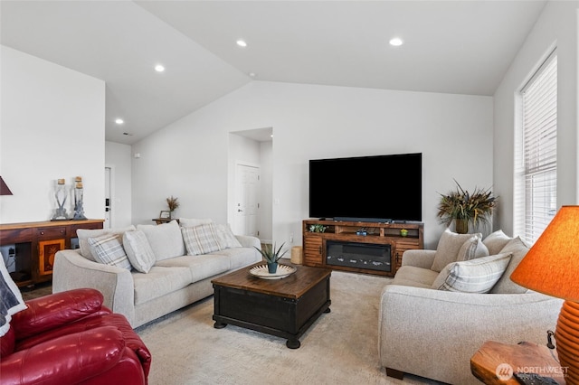 227 N Crestview Dr, Moses Lake, WA 98837 - living room featuring vaulted ceiling and recessed lighting