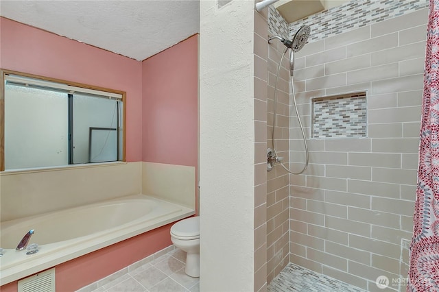 11120 SE 234th Pl, Kent, WA 98031 - full bath with a tile shower, toilet, a garden tub, and tile patterned floors