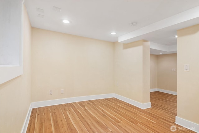 6026 35th Ave NE, Seattle, WA 98115 - unfurnished room with light wood-style flooring, baseboards, recessed lighting, and a smoke detector