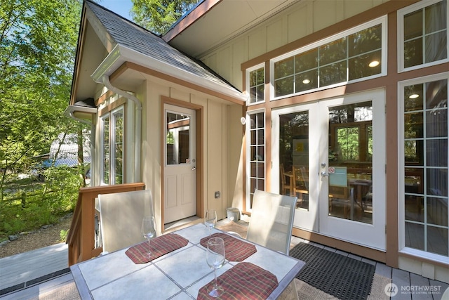7117 Rainier Way, Deming, WA 98244 - entrance to property featuring outdoor dining space and roof with shingles