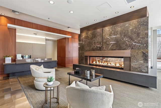building lobby with recessed lighting