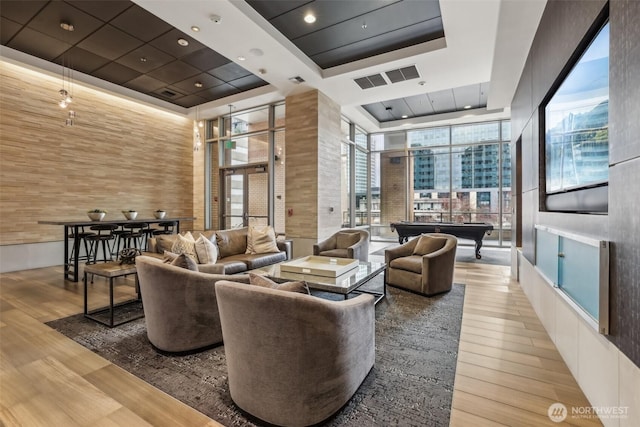 lobby featuring a towering ceiling
