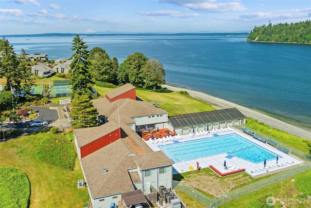 131 N Bay Ln Unit 4, Port Ludlow, WA 98365 - drone / aerial view of a nearby body of water and a pool