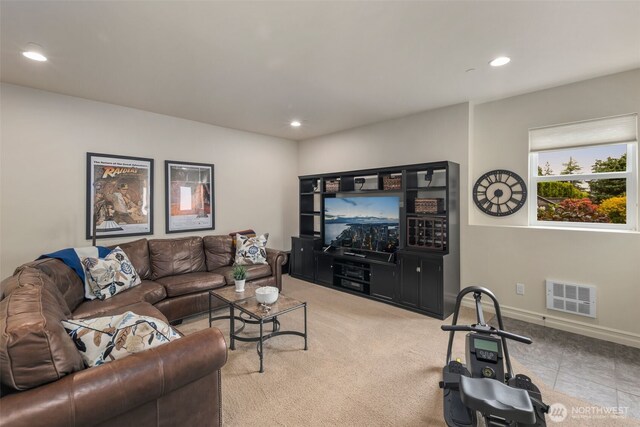 2512 Taylor Dr, Everett, WA 98203 - carpeted living room featuring recessed lighting and baseboards