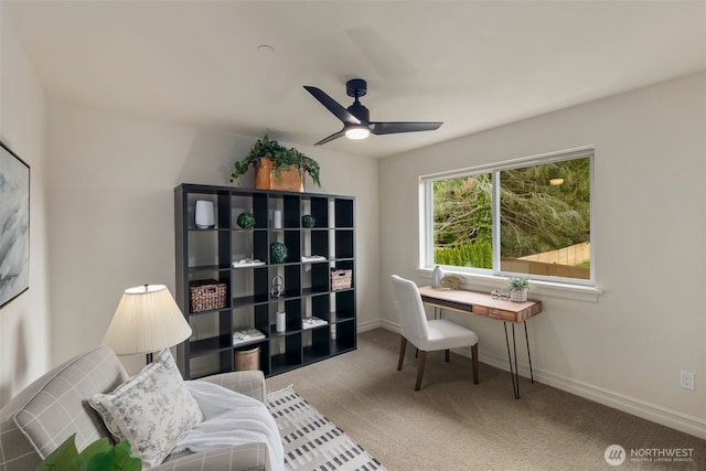 2512 Taylor Dr, Everett, WA 98203 - office area featuring carpet floors and ceiling fan