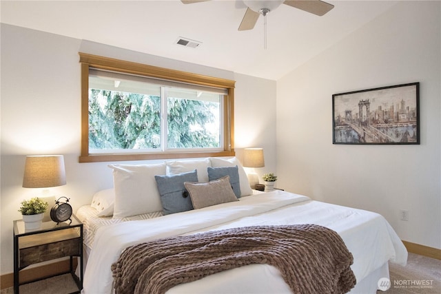 8515 Stone Ave N Unit A & B, Seattle, WA 98103 - carpeted bedroom with lofted ceiling, ceiling fan, and baseboards
