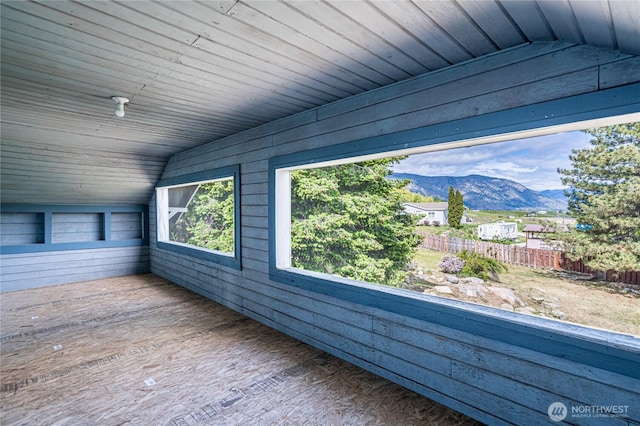 595 Division St, Manson, WA 98831 - unfurnished sunroom featuring a mountain view and lofted ceiling
