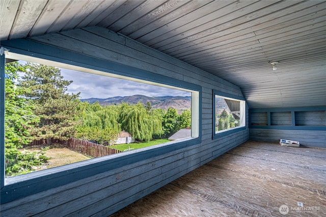 595 Division St, Manson, WA 98831 - unfurnished sunroom featuring a mountain view and lofted ceiling