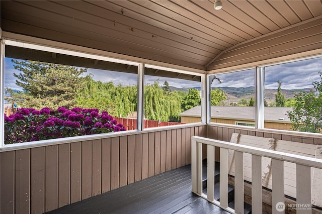 595 Division St, Manson, WA 98831 - wooden terrace featuring a mountain view