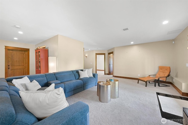 5496 Grandview Rd, Blaine, WA 98230 - living room featuring recessed lighting, carpet floors, and baseboards