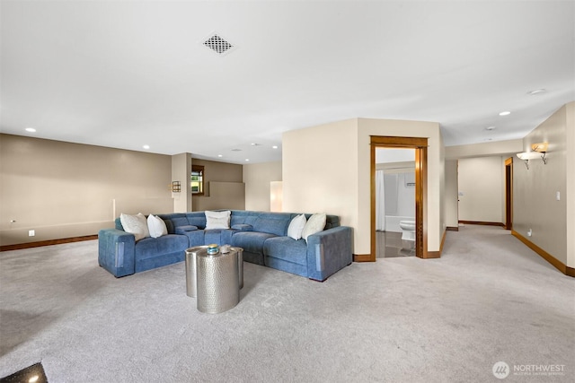 5496 Grandview Rd, Blaine, WA 98230 - carpeted living area with baseboards and recessed lighting