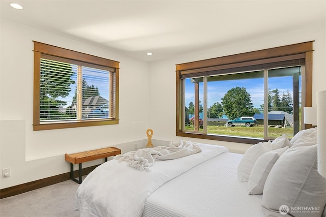 5496 Grandview Rd, Blaine, WA 98230 - bedroom with carpet, multiple windows, recessed lighting, and baseboards