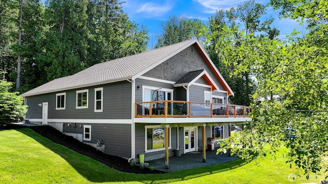 5496 Grandview Rd, Blaine, WA 98230 - view of front of house with a front yard and a wooden deck