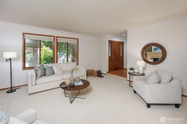 11423 NE 104th St, Kirkland, WA 98033 - living area with ornamental molding, carpet flooring, and baseboards