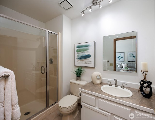 11423 NE 104th St, Kirkland, WA 98033 - bathroom with a stall shower, toilet, and vanity