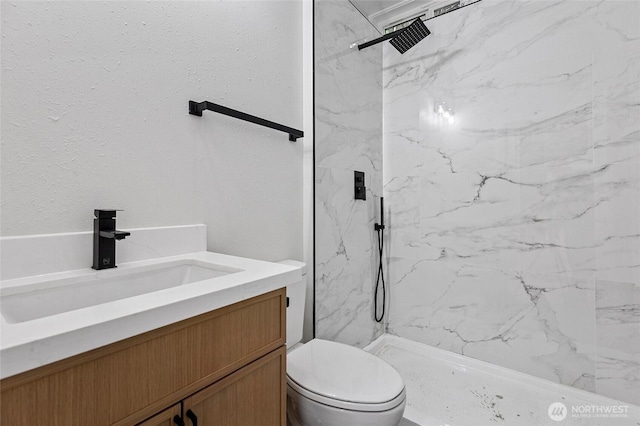 50 Lake Louise Dr, Bellingham, WA 98229 - bathroom featuring toilet, a marble finish shower, and vanity
