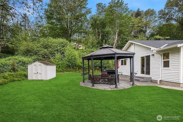 23516 20th Ave W, Bothell, WA 98021 - view of green lawn with a gazebo, a patio, and a storage shed