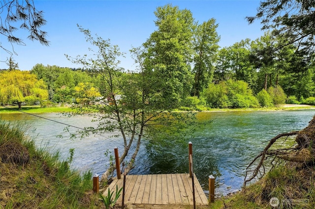 1811 Hundley Rd, Cle Elum, WA 98922 - water view featuring a dock and a heavily wooded area