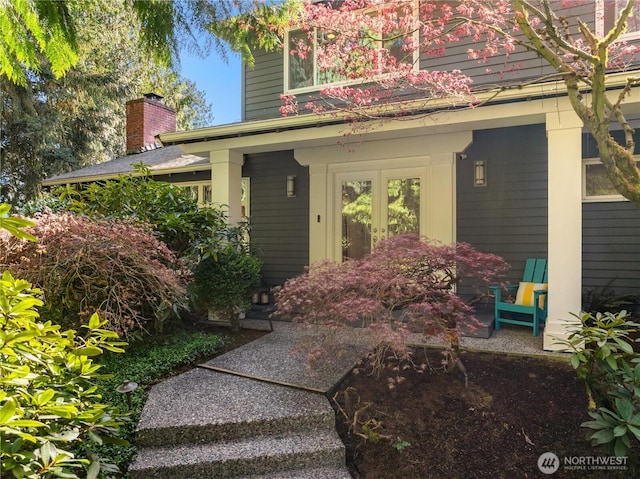 9209 SE 57th St, Mercer Island, WA 98040 - property entrance featuring a chimney