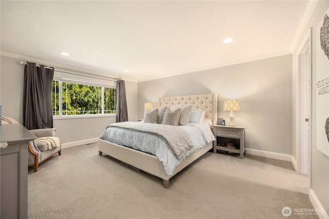 9209 SE 57th St, Mercer Island, WA 98040 - bedroom featuring carpet flooring, baseboards, ornamental molding, and recessed lighting