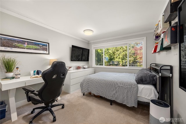 9209 SE 57th St, Mercer Island, WA 98040 - carpeted bedroom with ornamental molding, an office area, and baseboards