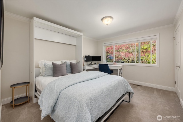 9209 SE 57th St, Mercer Island, WA 98040 - bedroom featuring carpet flooring, baseboards, ornamental molding, and an office area