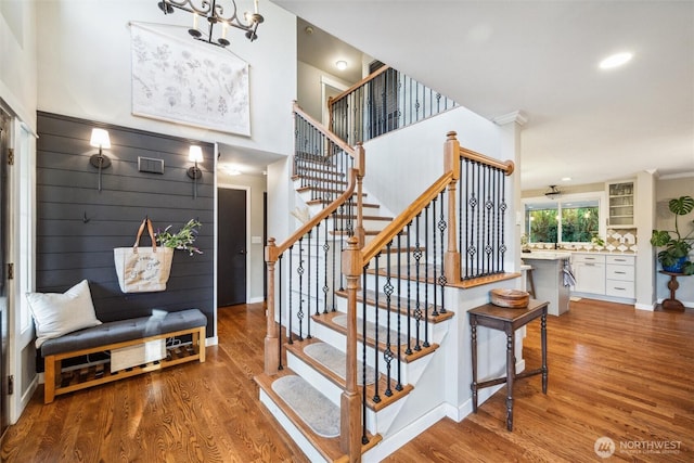 4279 H Street Rd, Blaine, WA 98230 - stairway with wood finished floors and recessed lighting