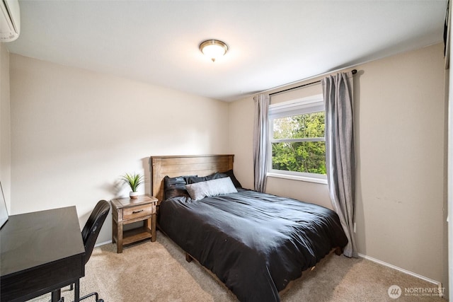 4279 H Street Rd, Blaine, WA 98230 - carpeted bedroom with baseboards and a wall mounted AC