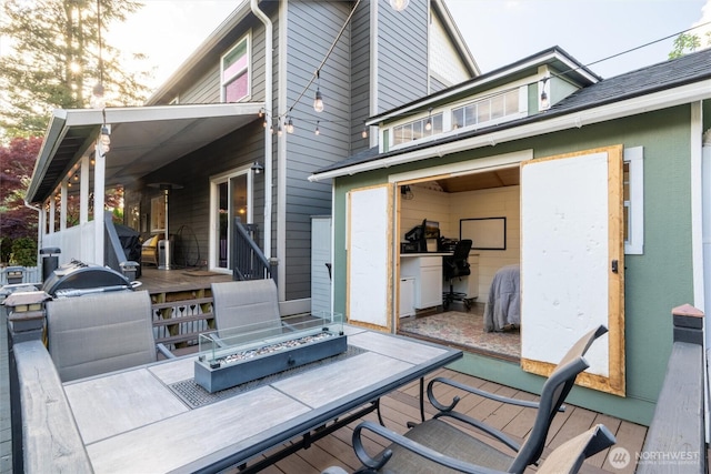 4279 H Street Rd, Blaine, WA 98230 - view of patio / terrace featuring a fire pit and a deck