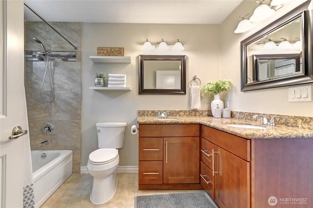 26309 187th Ct SE, Covington, WA 98042 - bathroom with tile patterned flooring, double vanity, toilet, and shower / bathtub combination