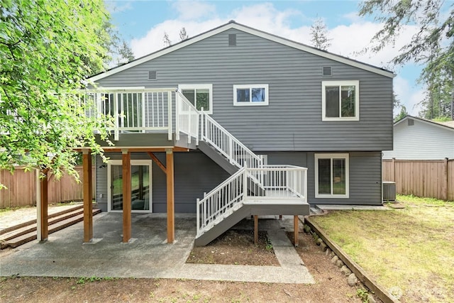 26309 187th Ct SE, Covington, WA 98042 - back of house with central AC, a deck, a patio, and stairway